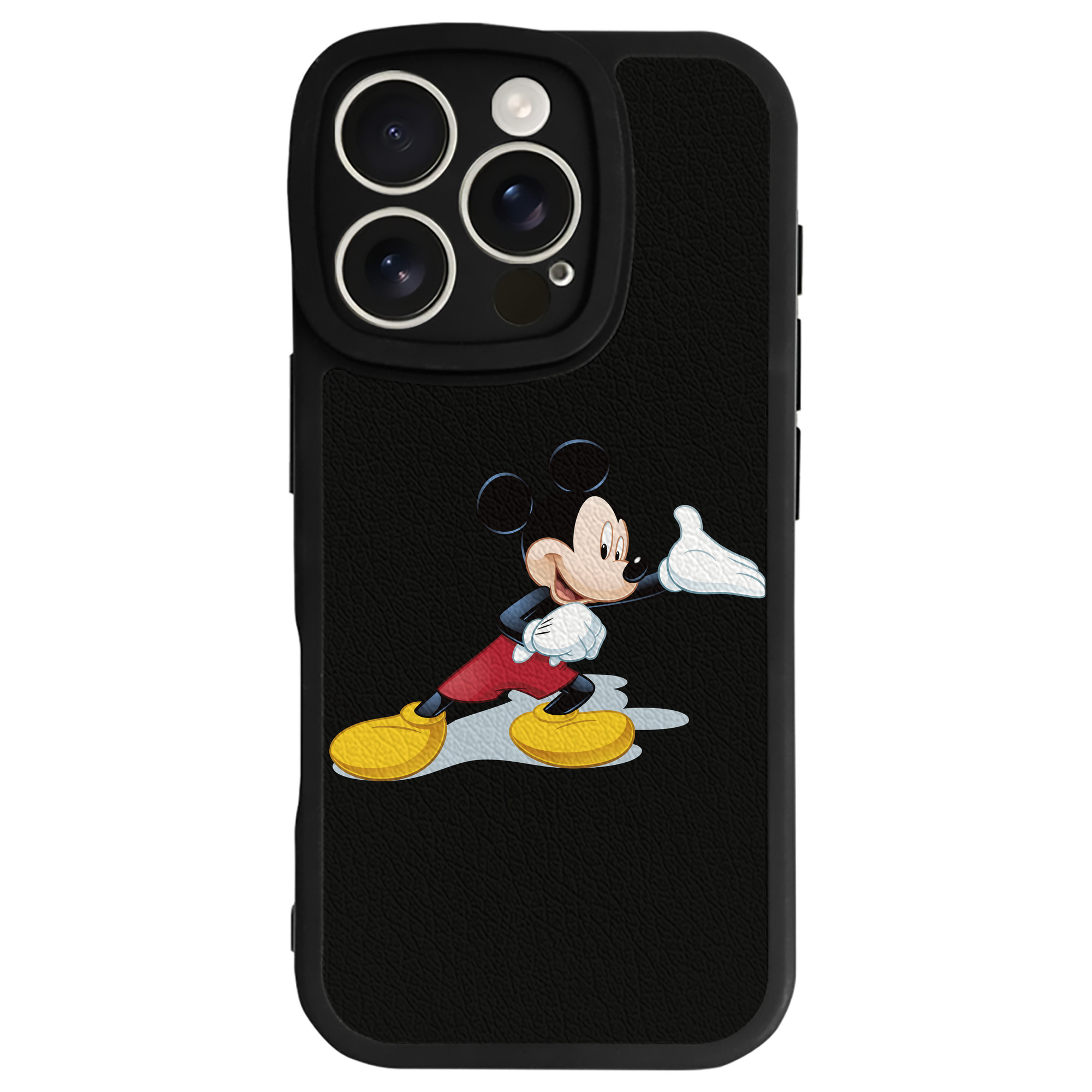 （画像用） ミッキーマウス Mickey Mouse 【iPhone 16シリーズ対応】シリコンスマホケース（レザー調） 材質：シリコン